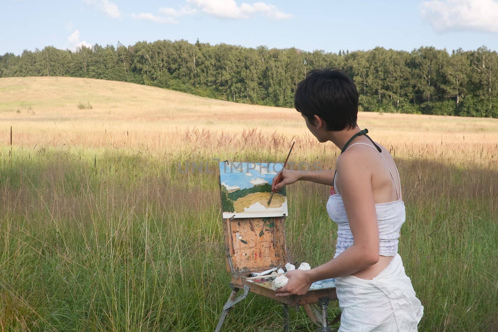 Painter-girl en plein air