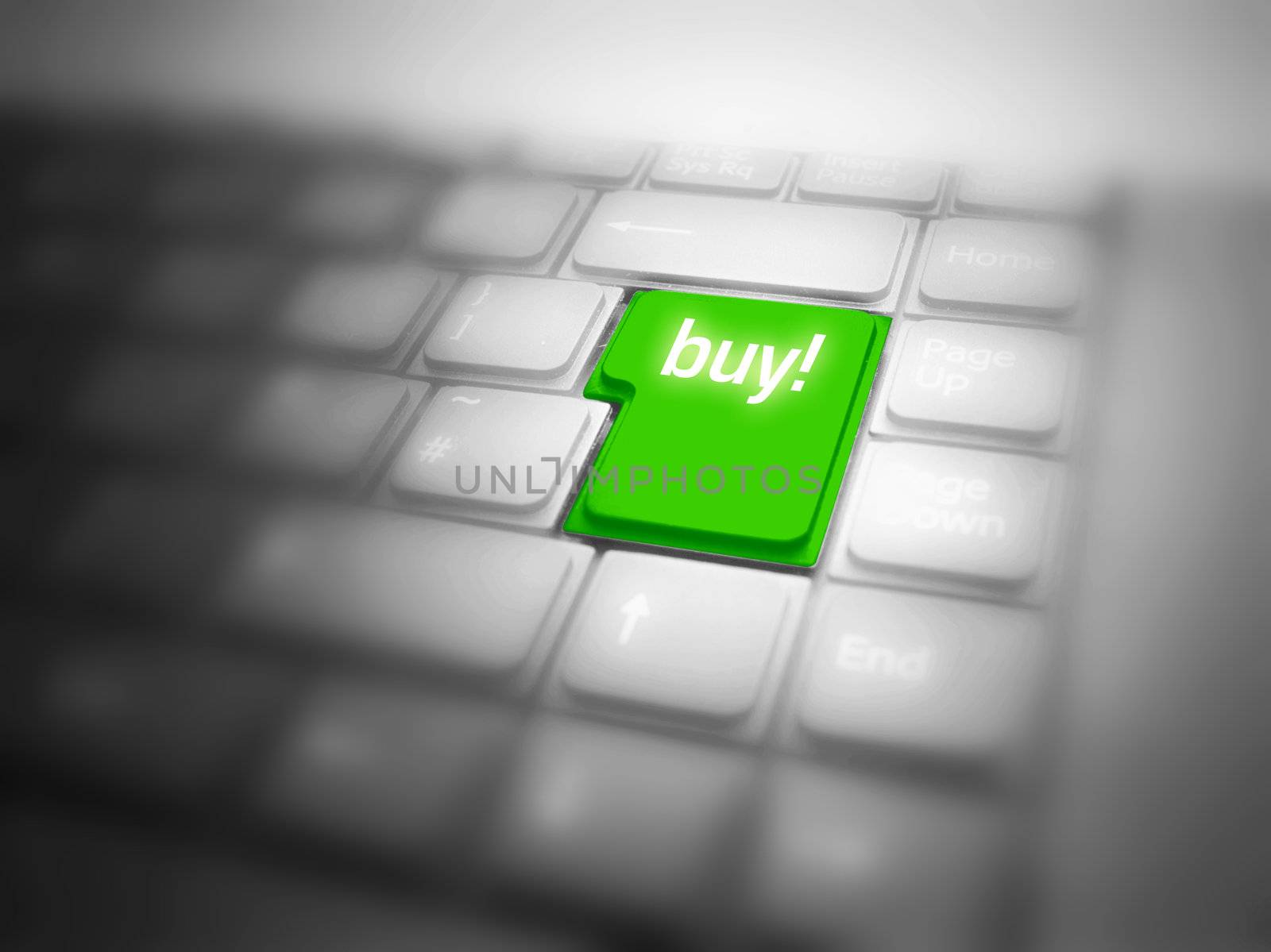 Green BUY! button. Internet shopping conceptual image