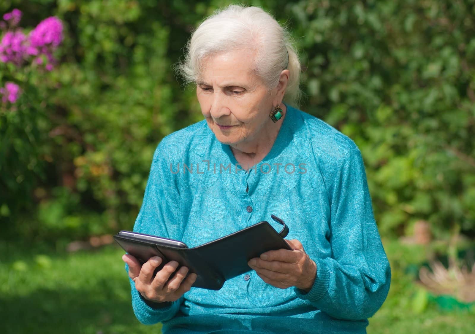 A grandmother with an e-book by nikolpetr