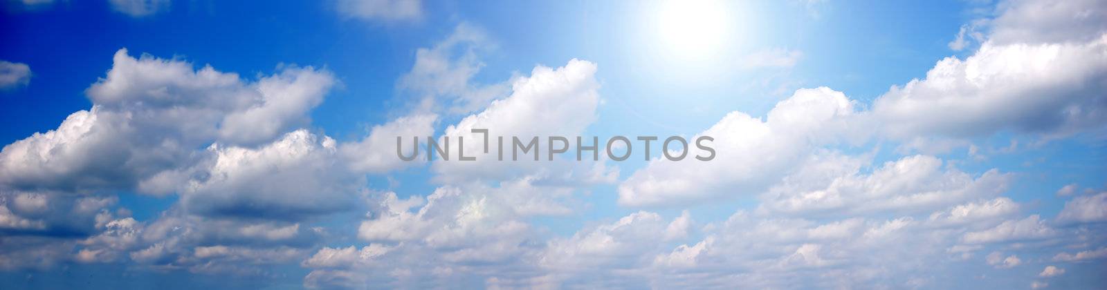 Bright blue sunny sky panorama