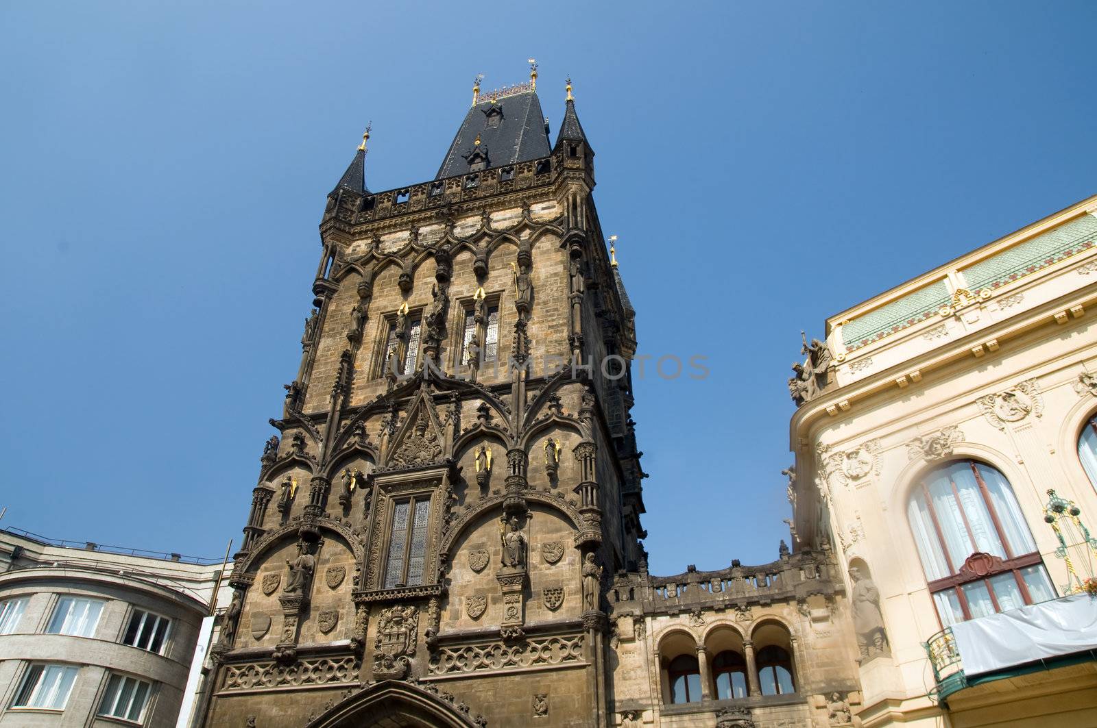 Prague. Powder gate - Prasna Brana next to Municipal house