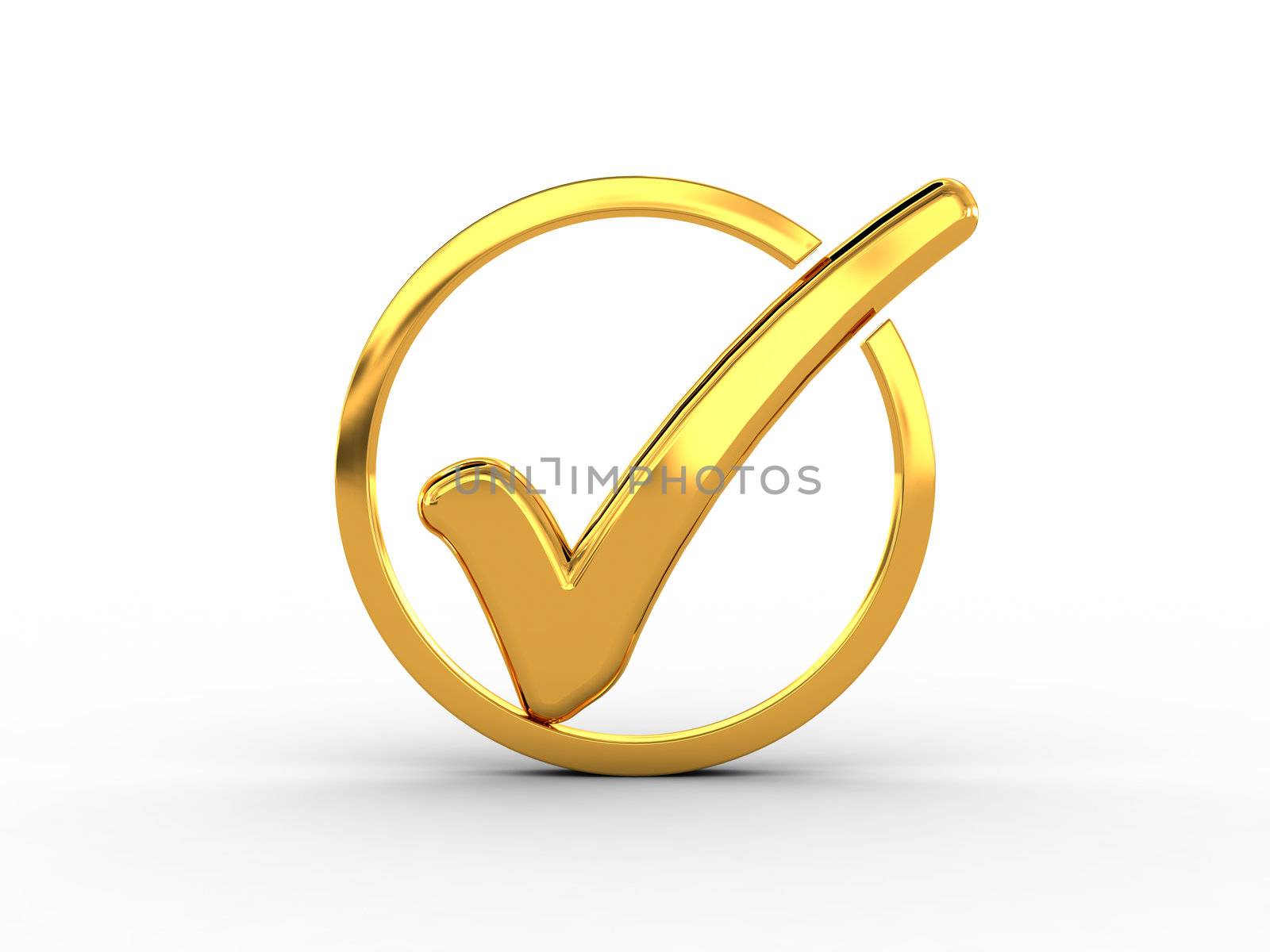 Golden ring with check mark by aleksan