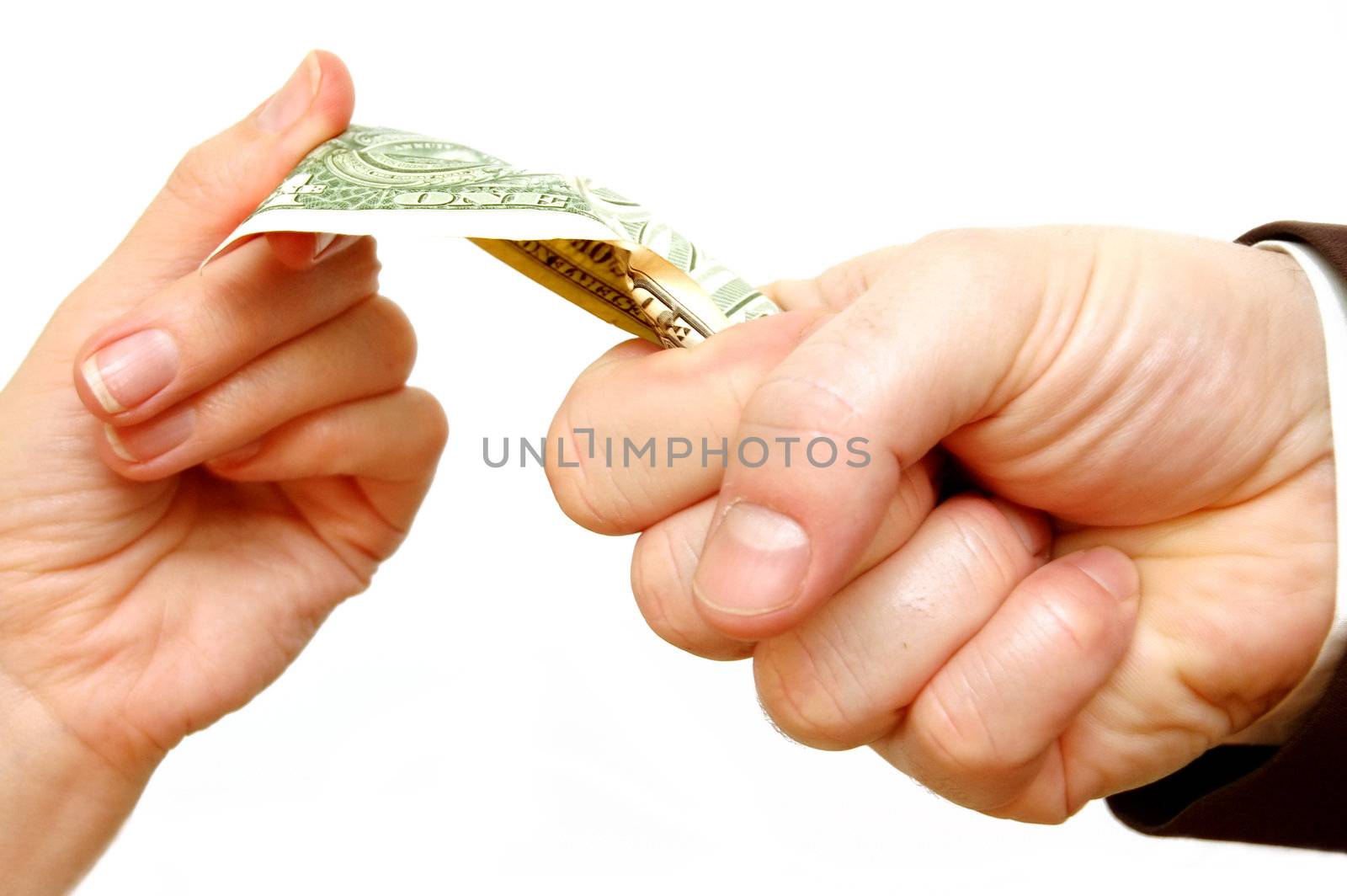 Fight for money concept. Isolated on white