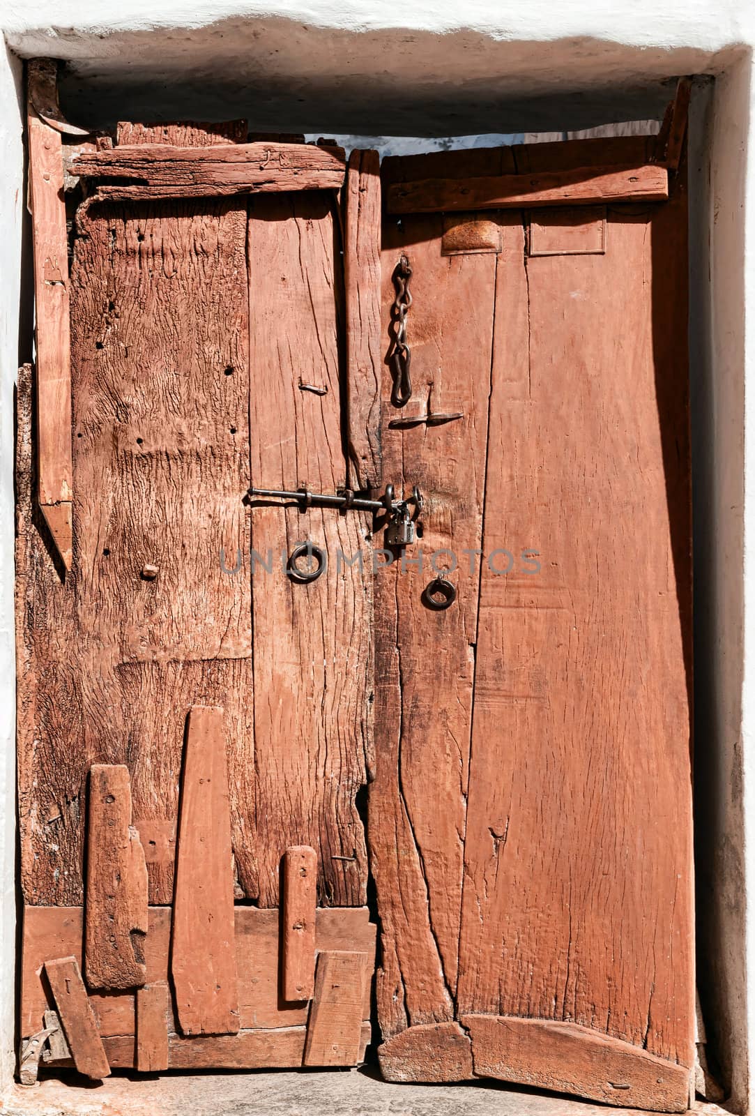 Old dilapidated wooden door. by vladimir_sklyarov