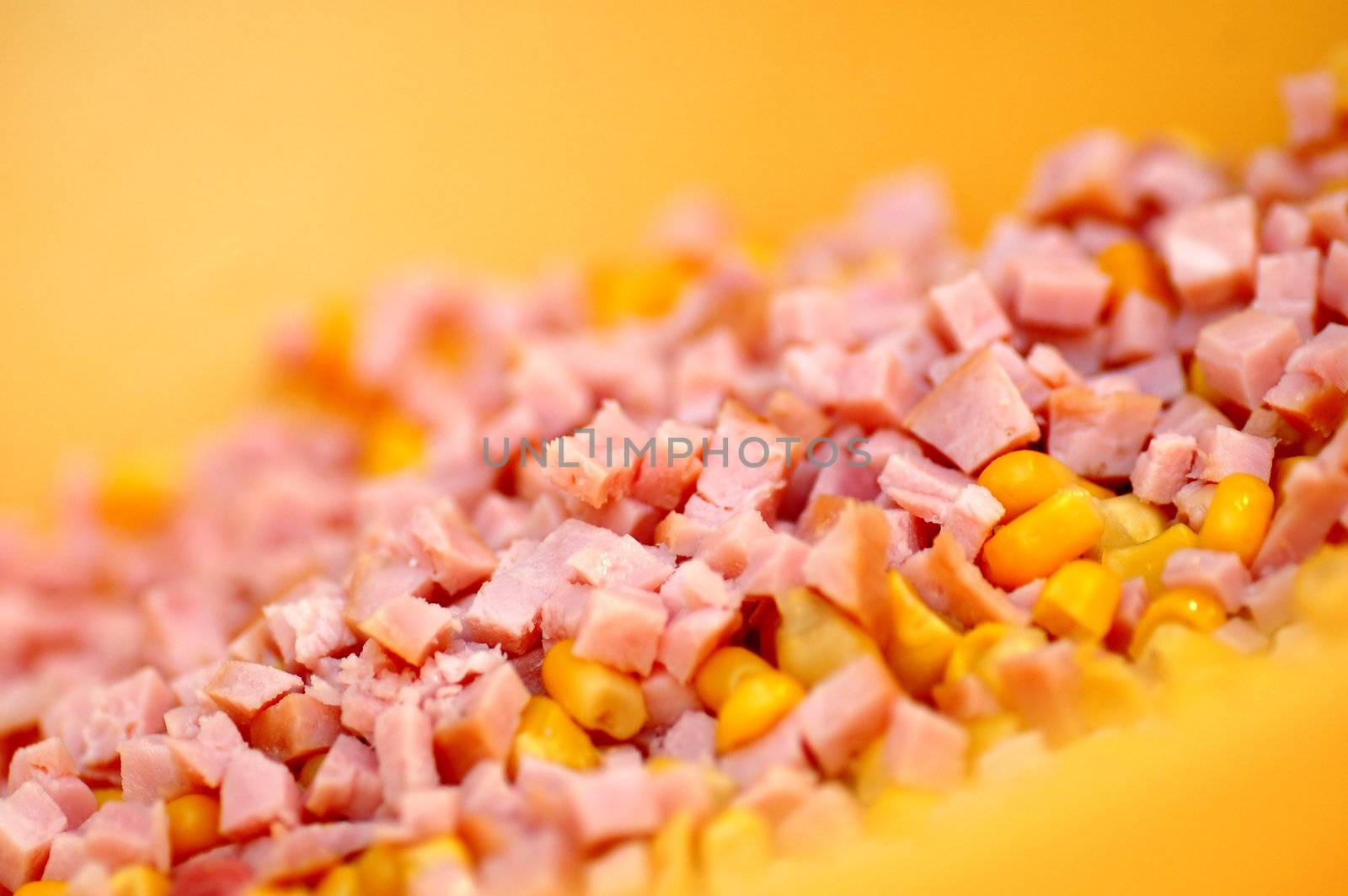 Sliced ham background. Shallow depth of field