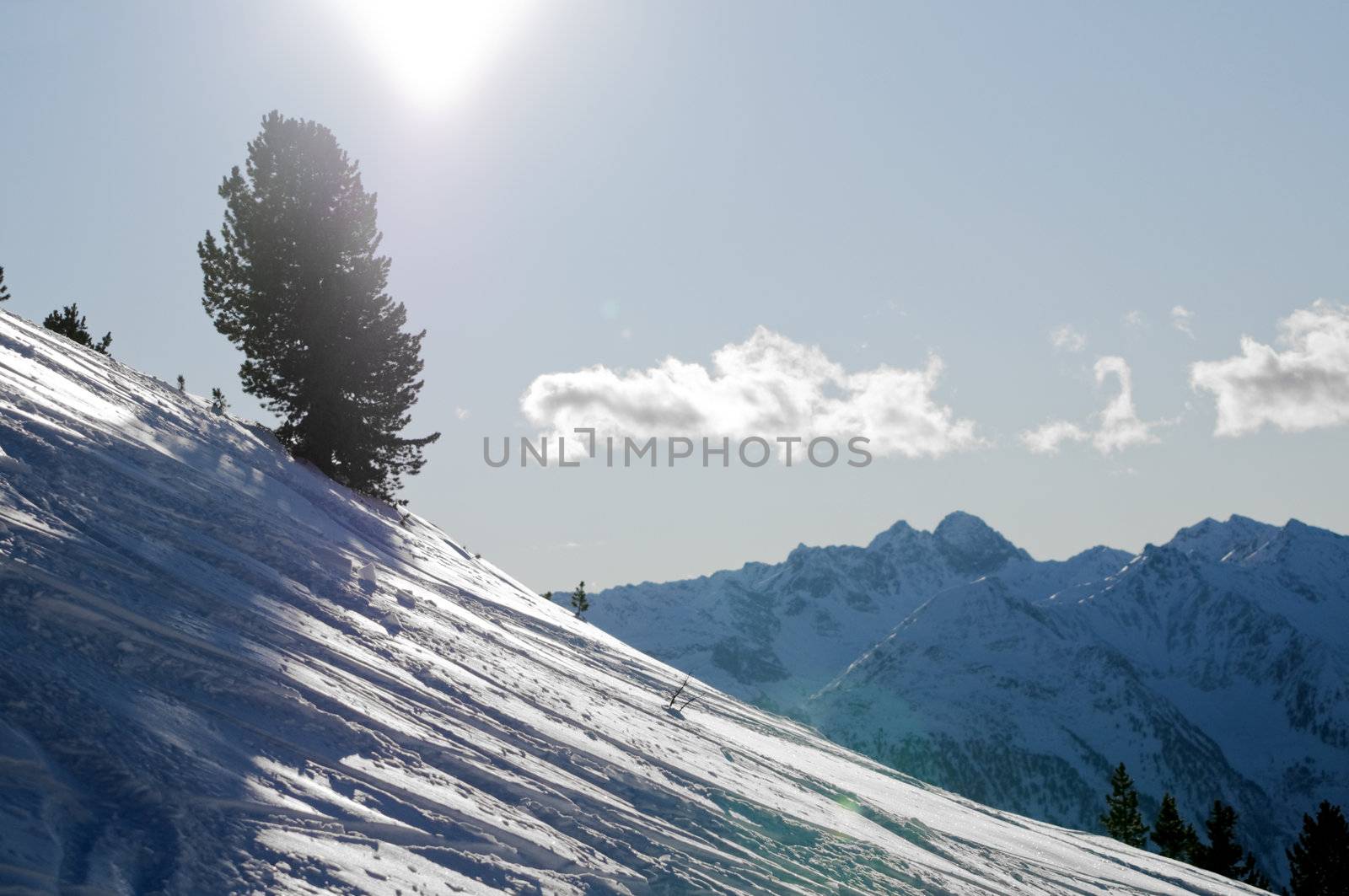 Snowy winter scenery in mountains