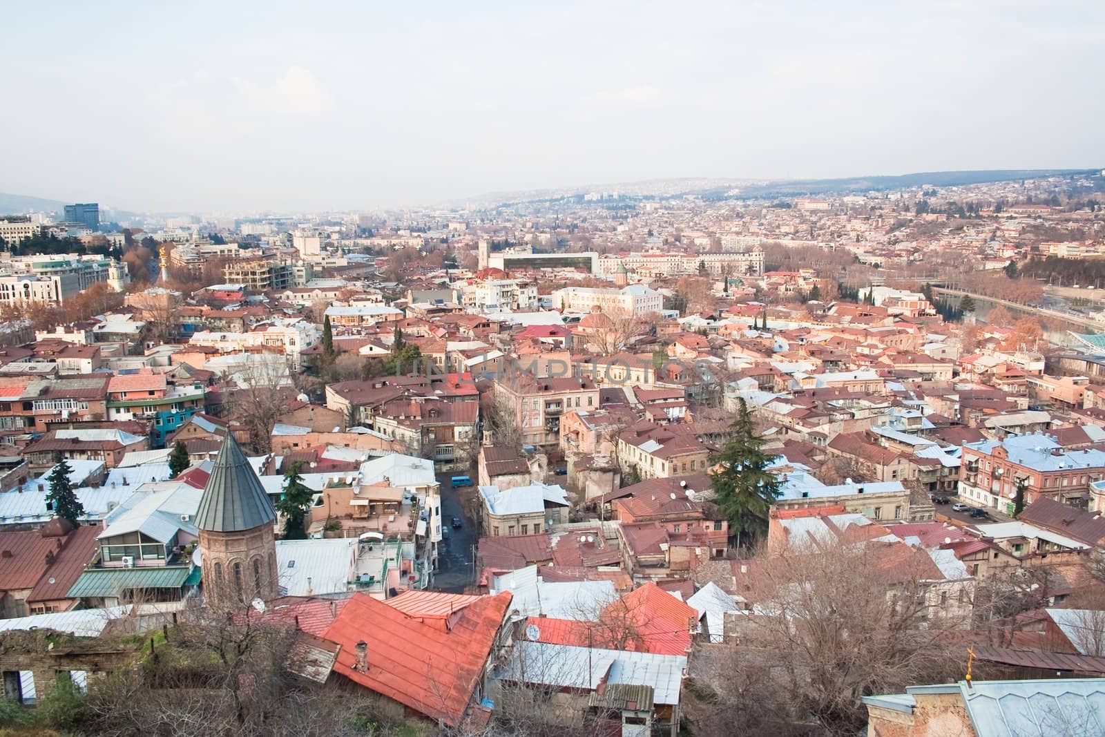 Panoramic view of Tbilisi city with medieval castle of Narikala , Republic of Georgia, Caucasus regionll