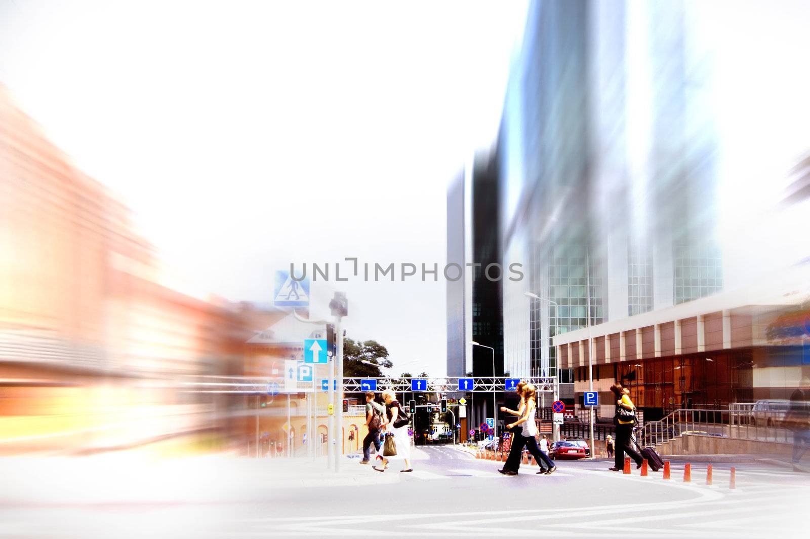 Abstract business rush hour. Motion blurred