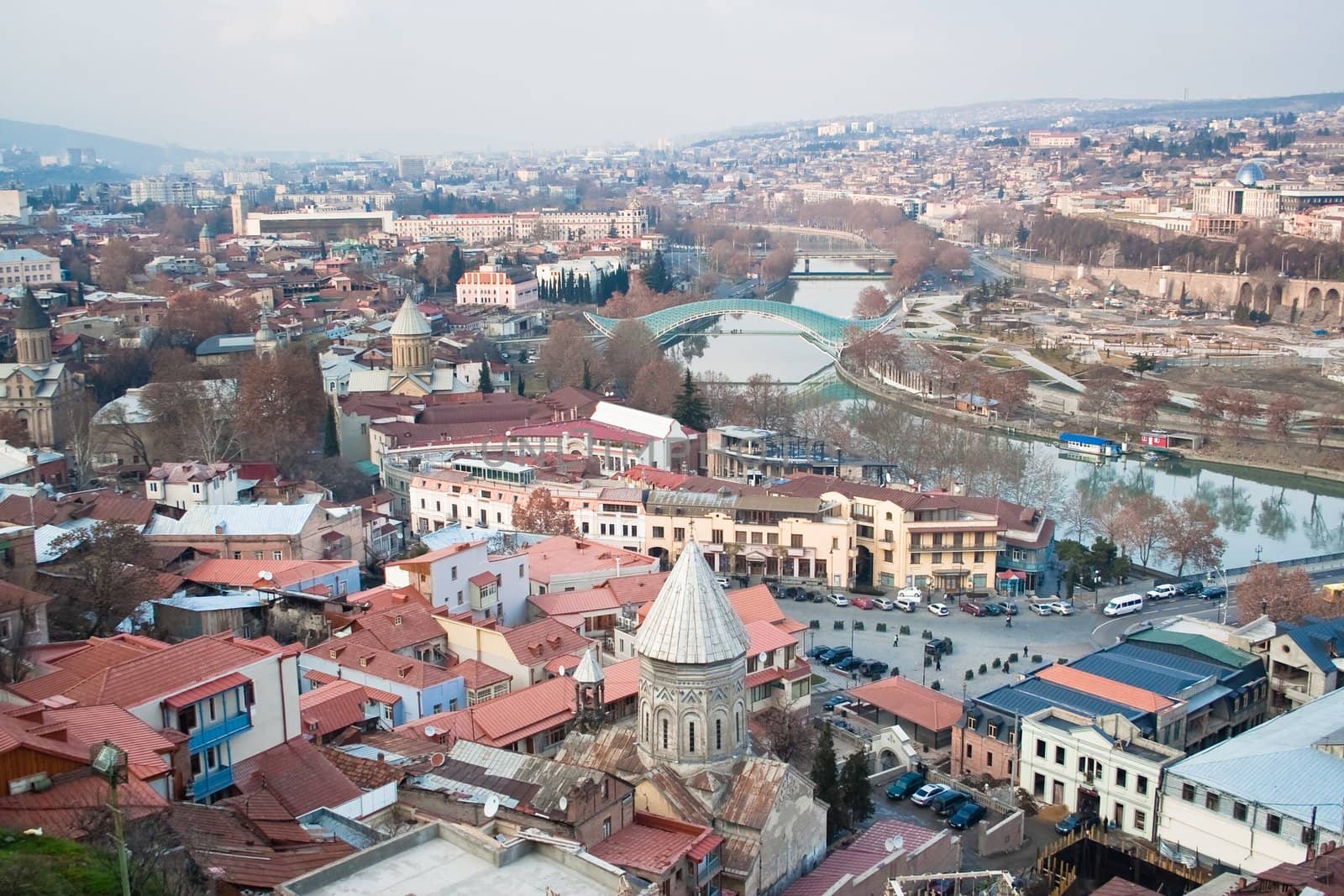 Panoramic view of Tbilisi city with medieval castle of Narikala , Republic of Georgia, Caucasus regionll