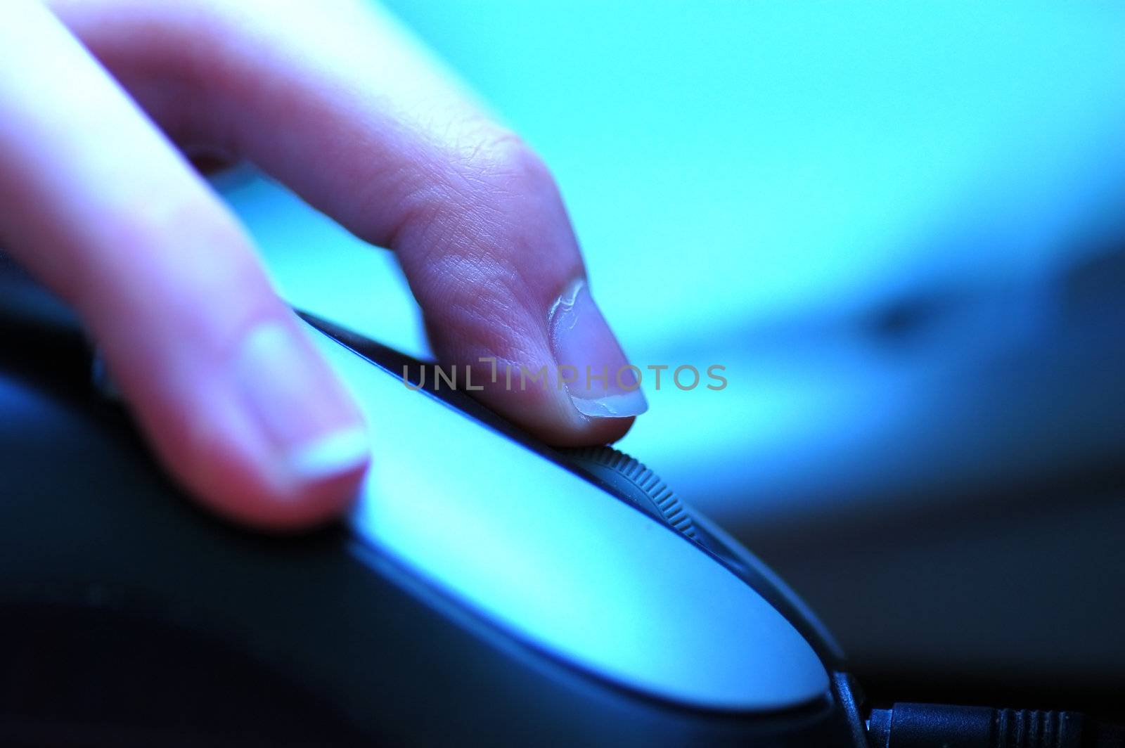 CLICK THE MOUSE! Conceptual image of working with computer