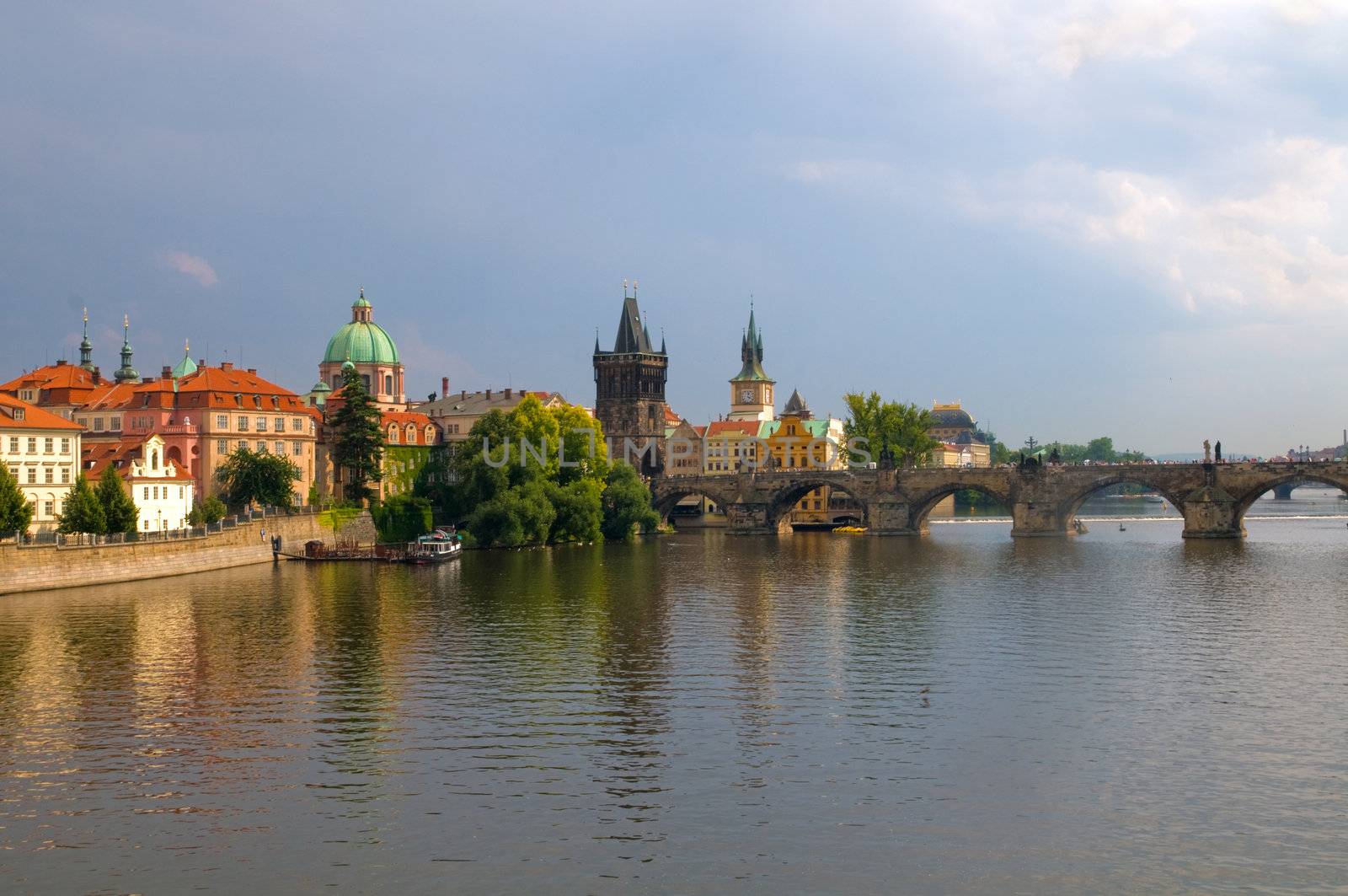 Prague. view on very popular Charles Bridge - Karluv most