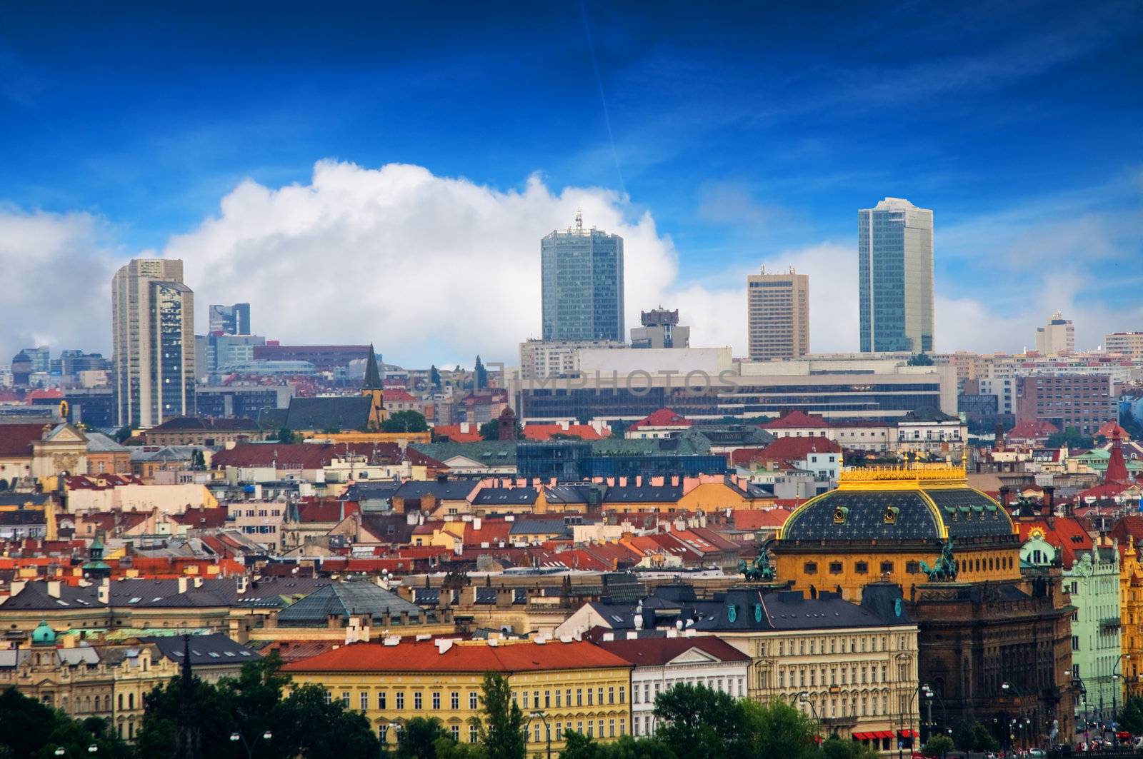 Colorful Prague. View from Hradcany