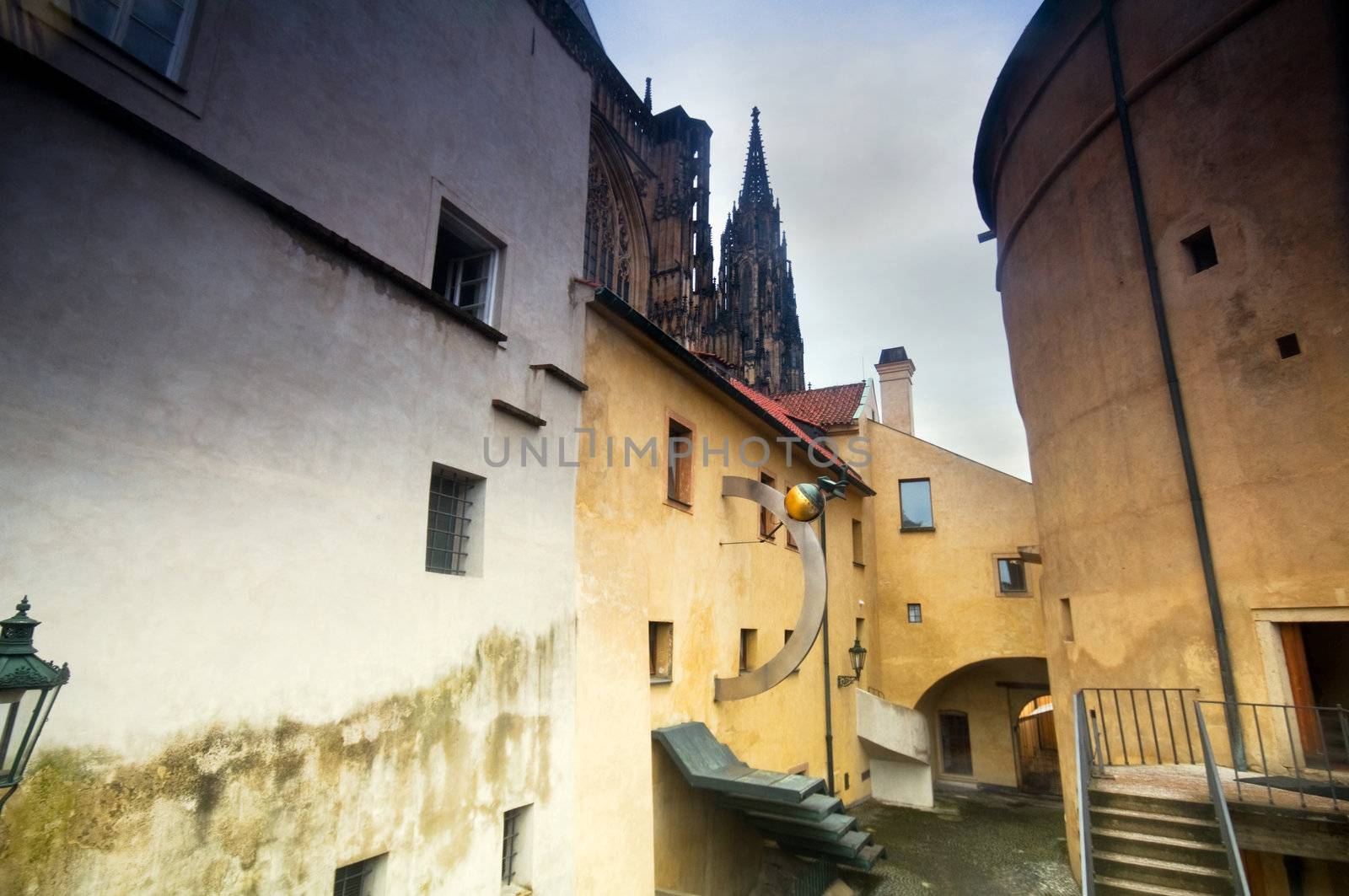 Prague. Old, charming buildings and blue sky