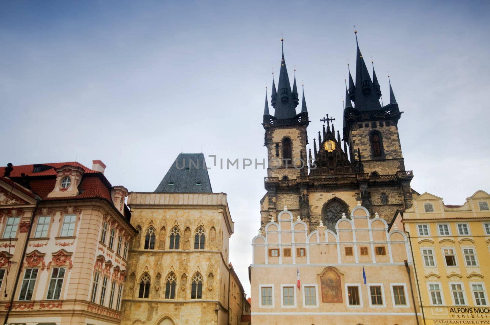 Prague. Staromestske namesti - Old city square, Tyn church