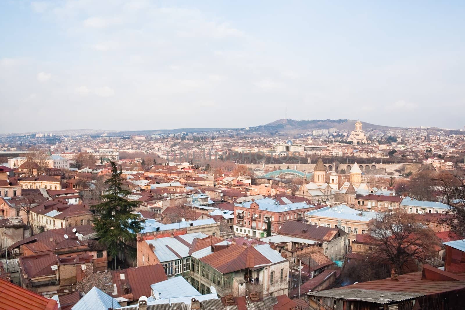 Panoramic view of Tbilisi city with medieval castle of Narikala , Republic of Georgia, Caucasus regionll