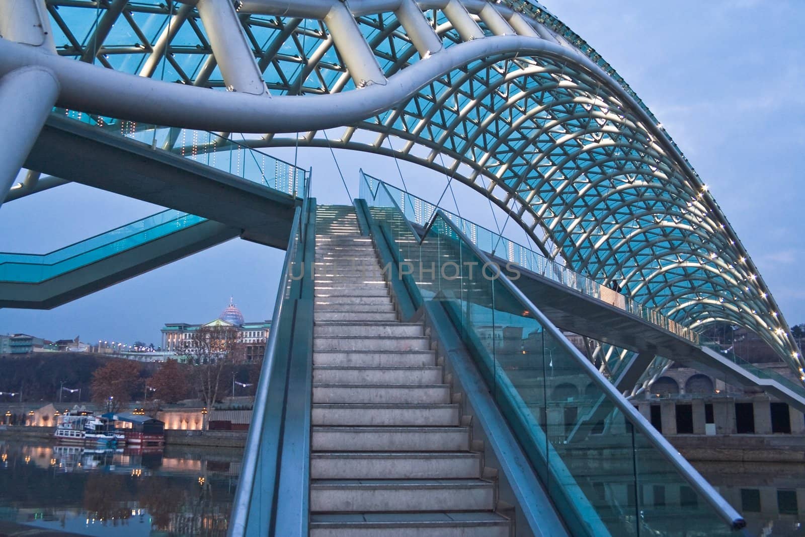 Peace Bridge - a pedestrian bridge on the Kura River in Tbilisi, Georgia