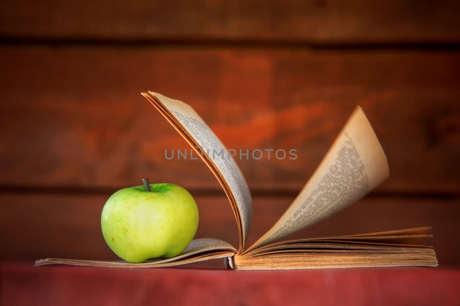 Apple and book. Education, back to school concepts.