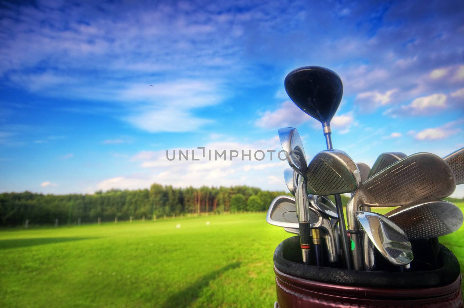 Professional golf gear on the golf field.