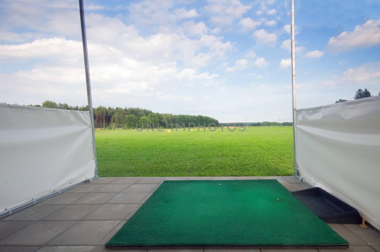 Professional golf field, training area.