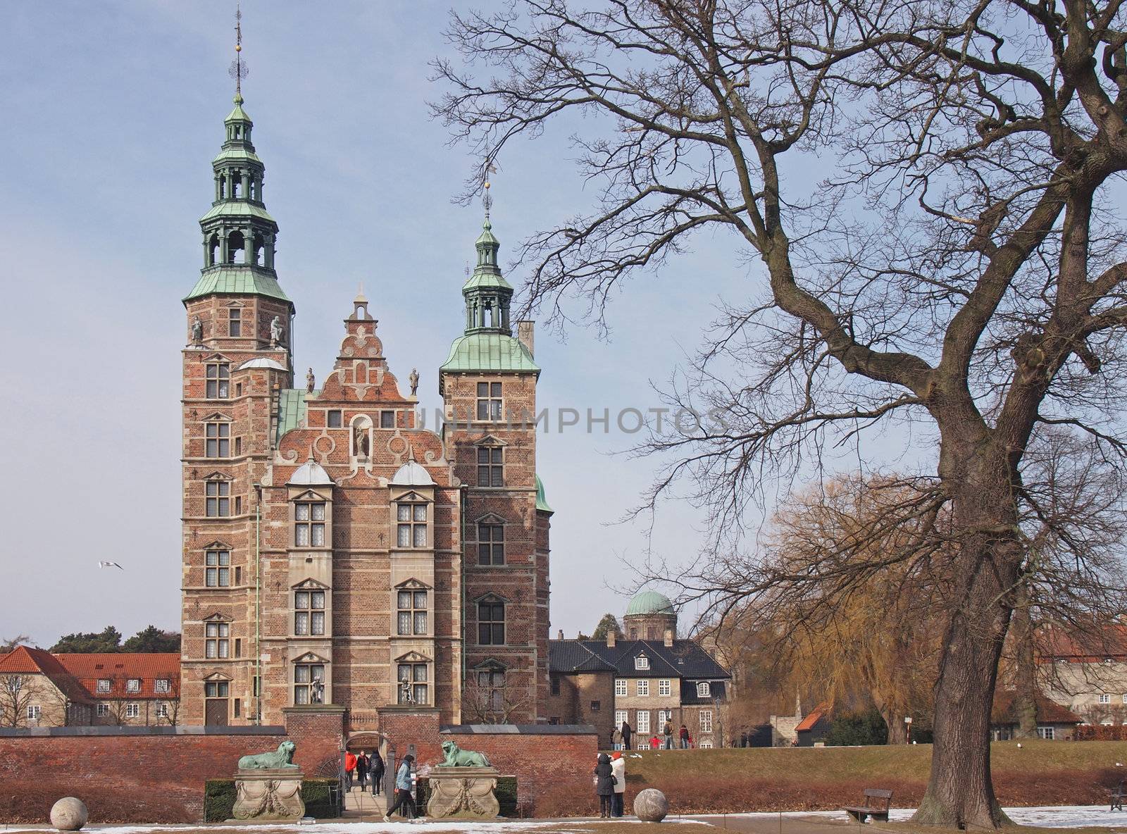 COPENHAGEN - MAR 16, 2013: Rosenborg Castle is a Renaissance castle in Copenhagen. The castle was built as a country summerhouse in 1606 and is an example of Christian IV's architectural projects.