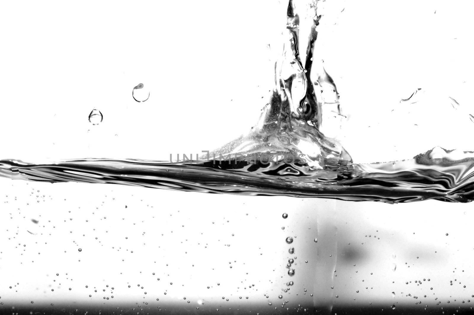 Black and white water splash abstract