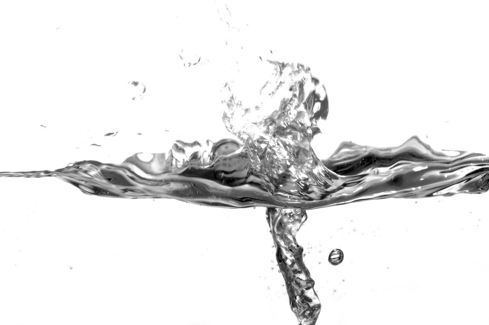 Black and white water splash abstract