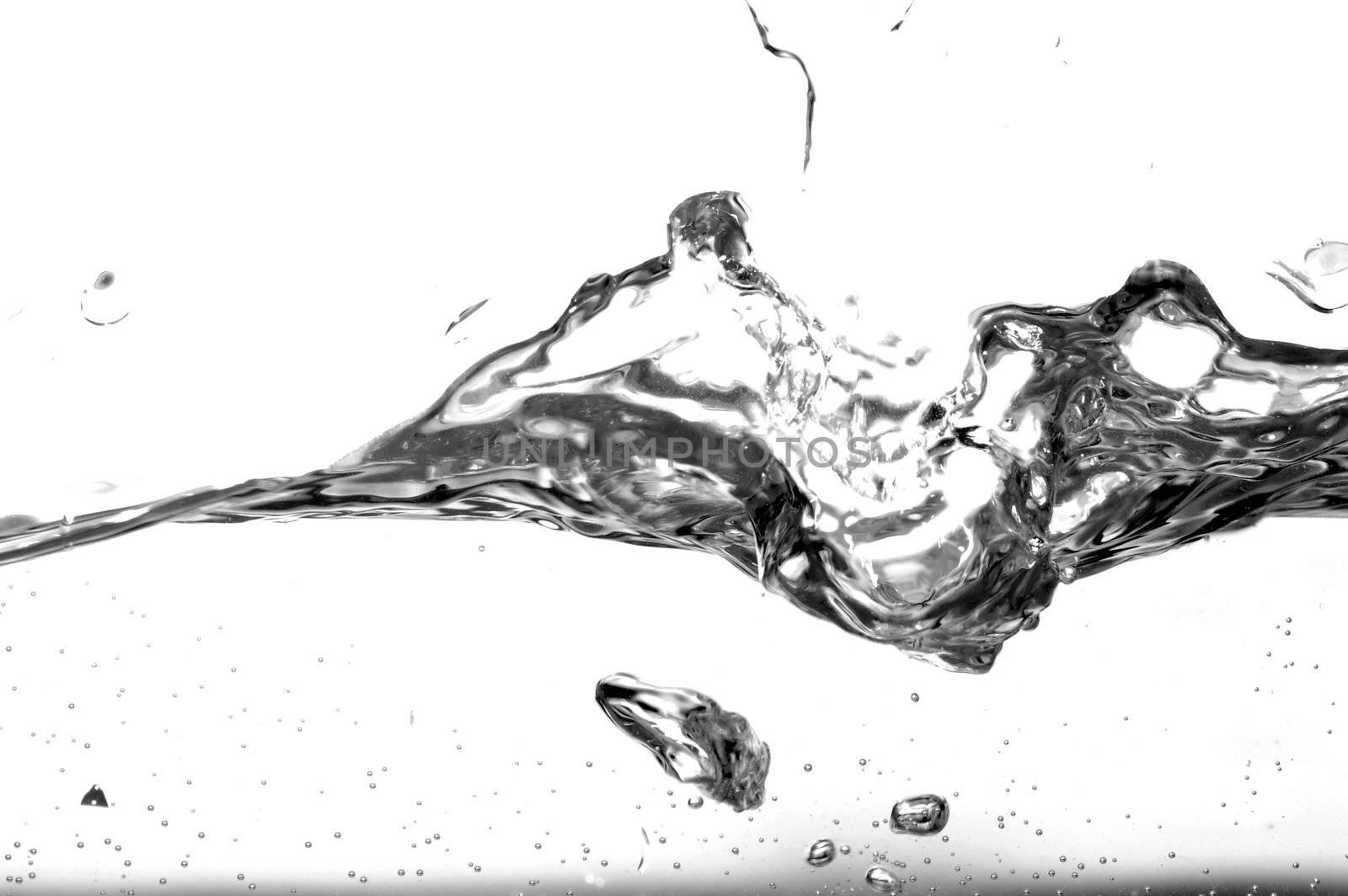 Black and white water splash abstract
