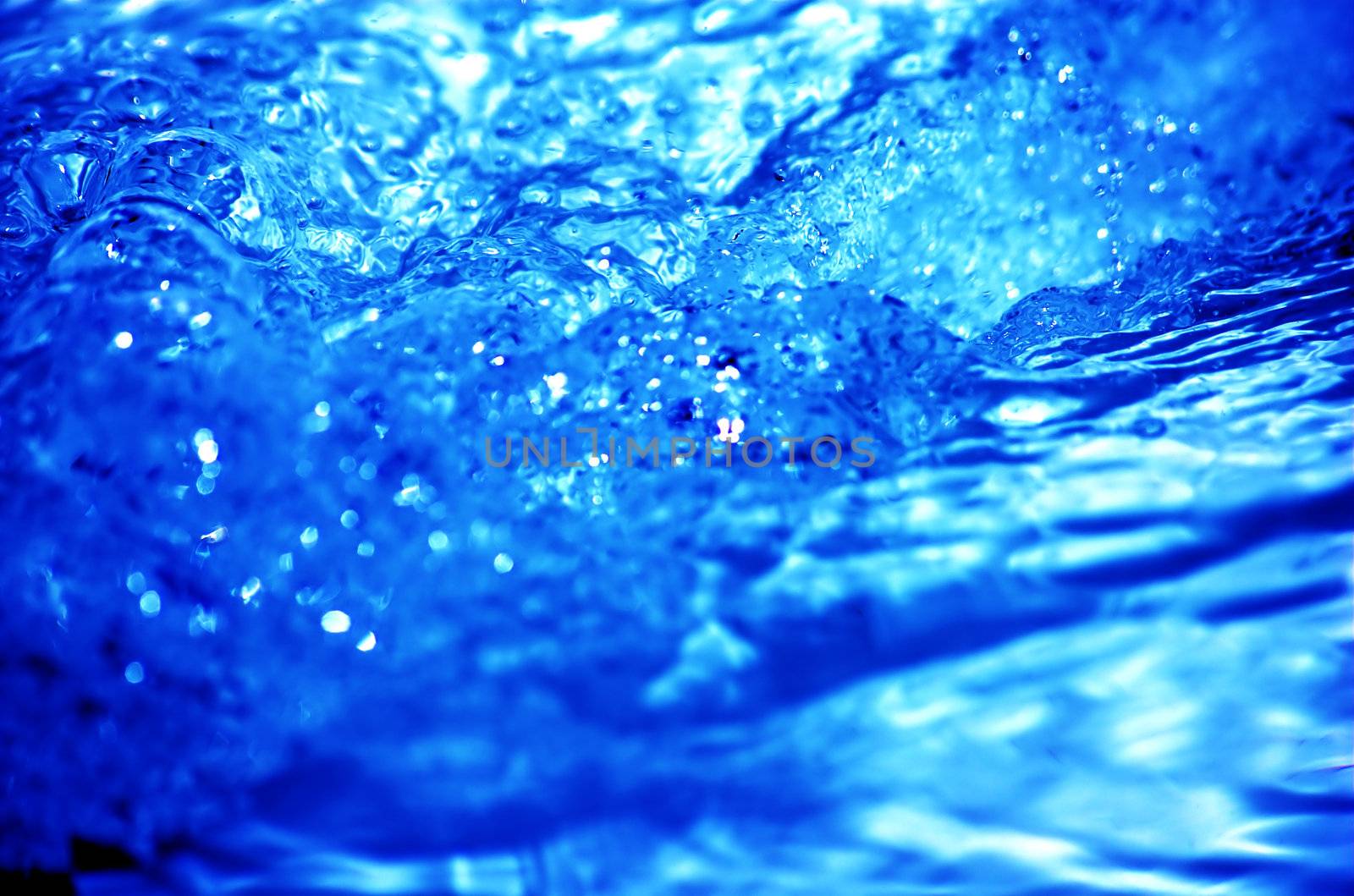 Refreshing water power. Clean blue water background