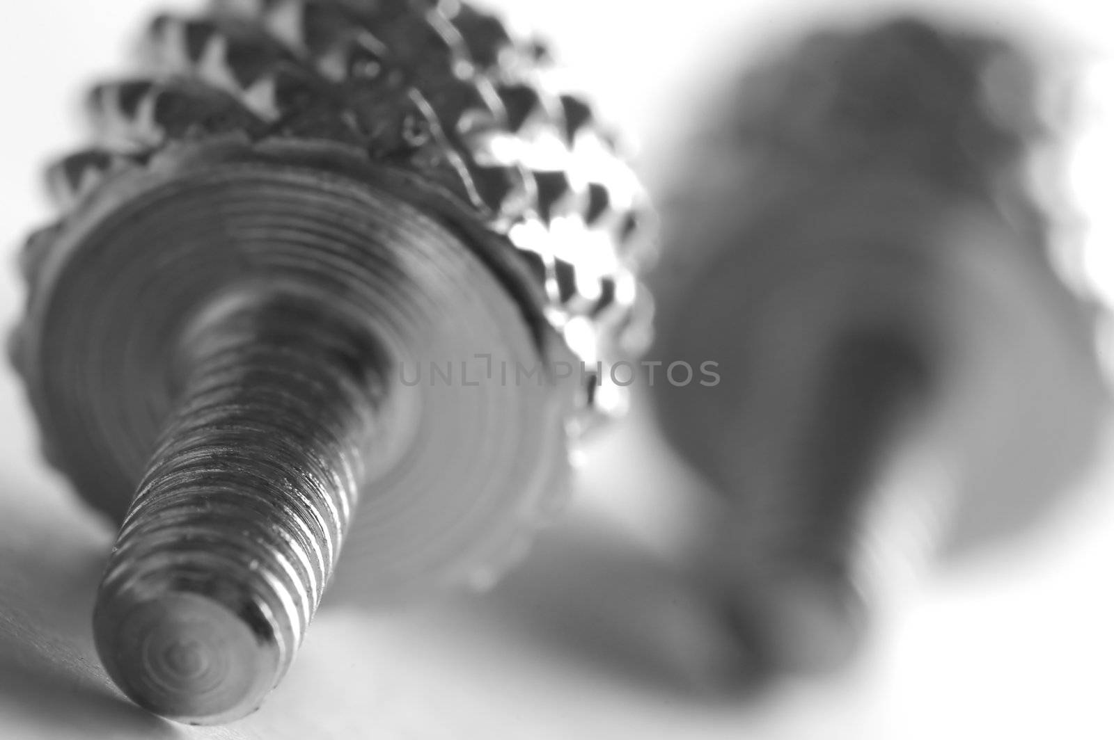 Chrome screw close-up. Conceptual image