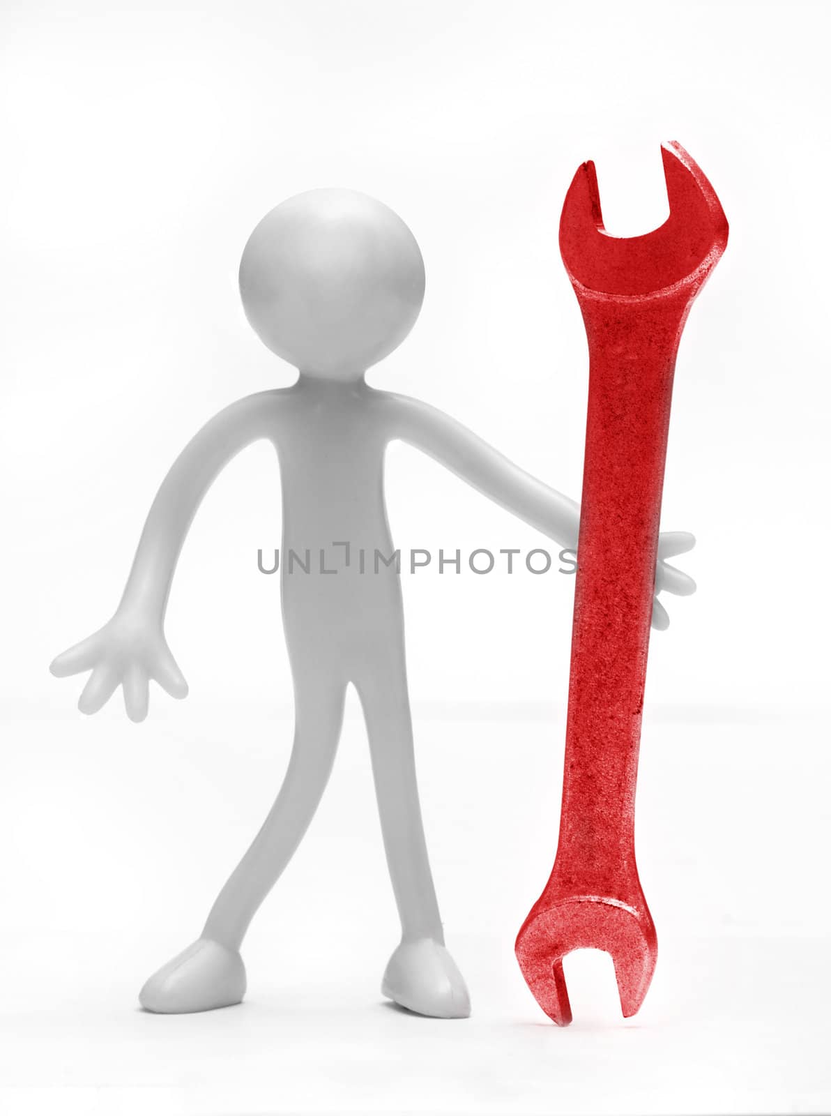 Holding a wrench tool. Conceptual image