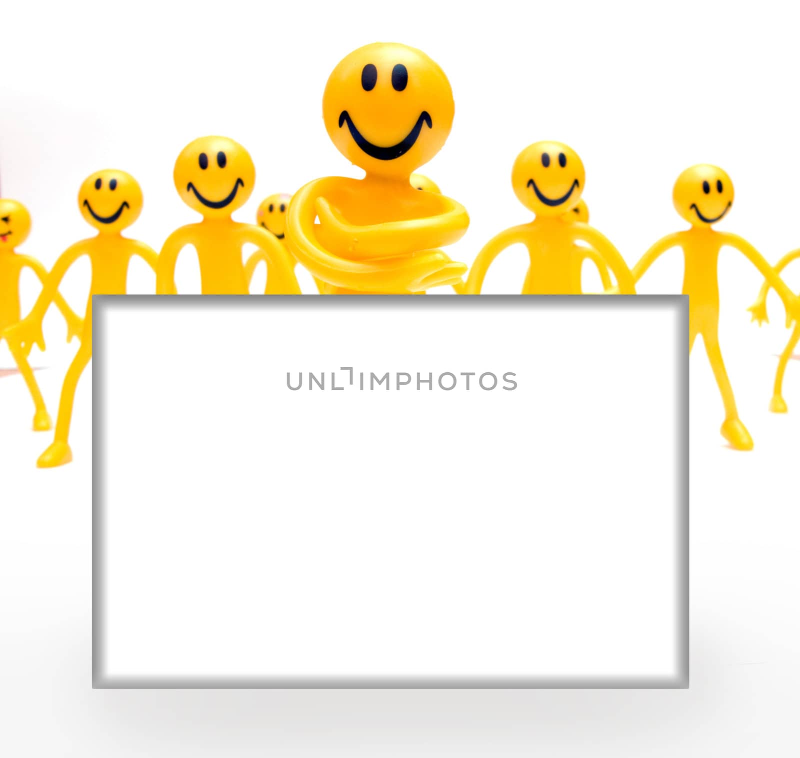 Holding empty, blank, white card