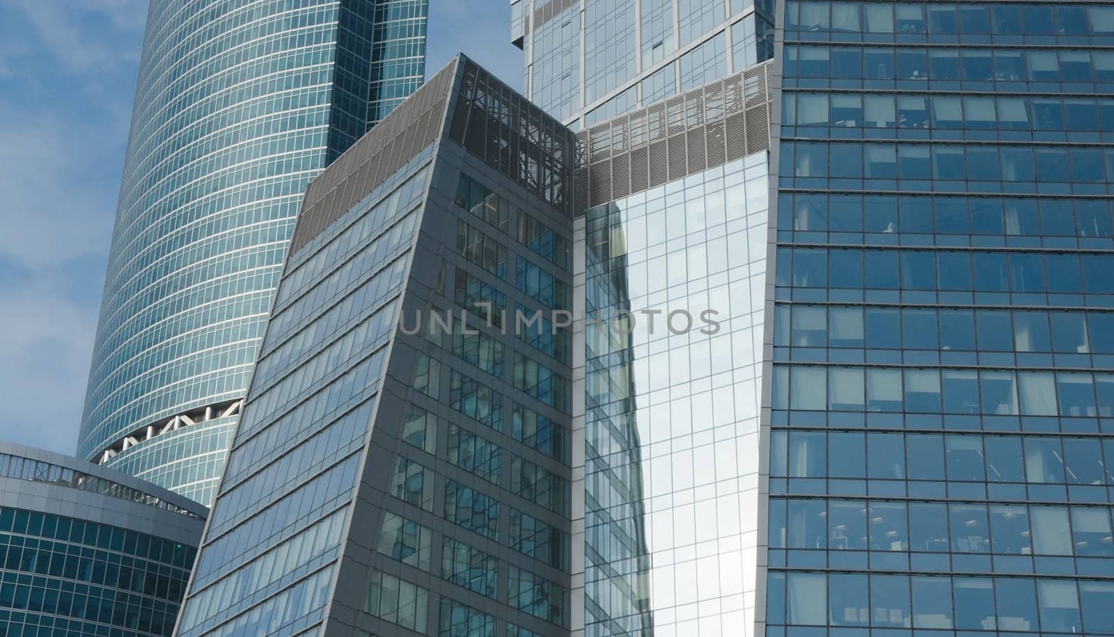 Office buildings of Moscow business center in winter sunny day