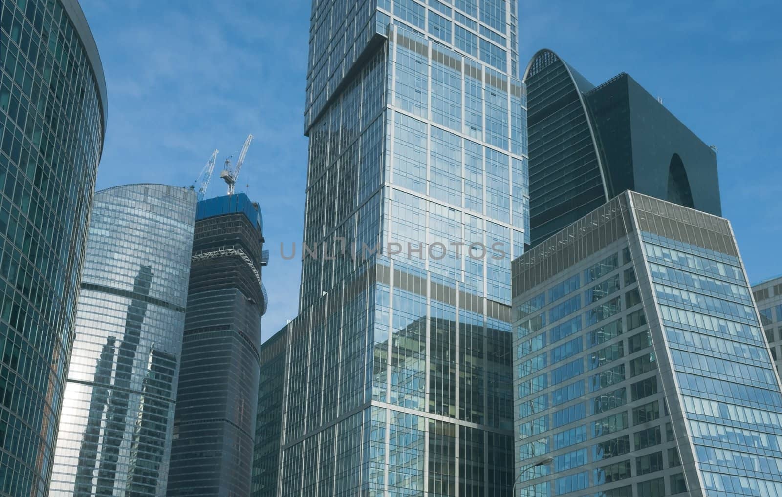 Office buildings of Moscow business center in winter sunny day