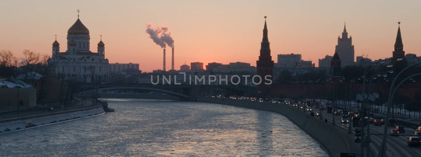 Moscow at sunset on a clear winter's evening