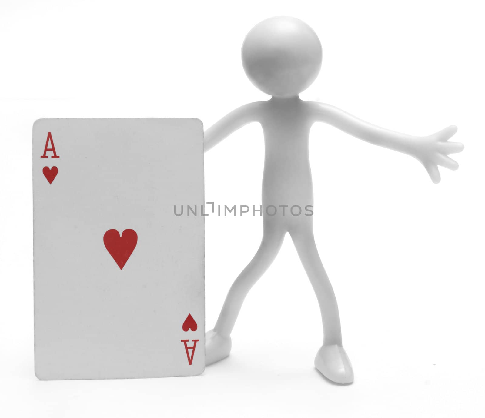 Two human figures holding a card. Conceptual