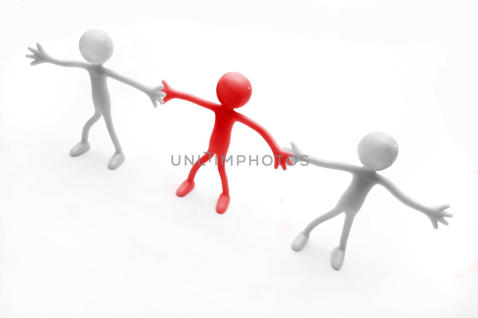 Teamwork concept. Three human figures together