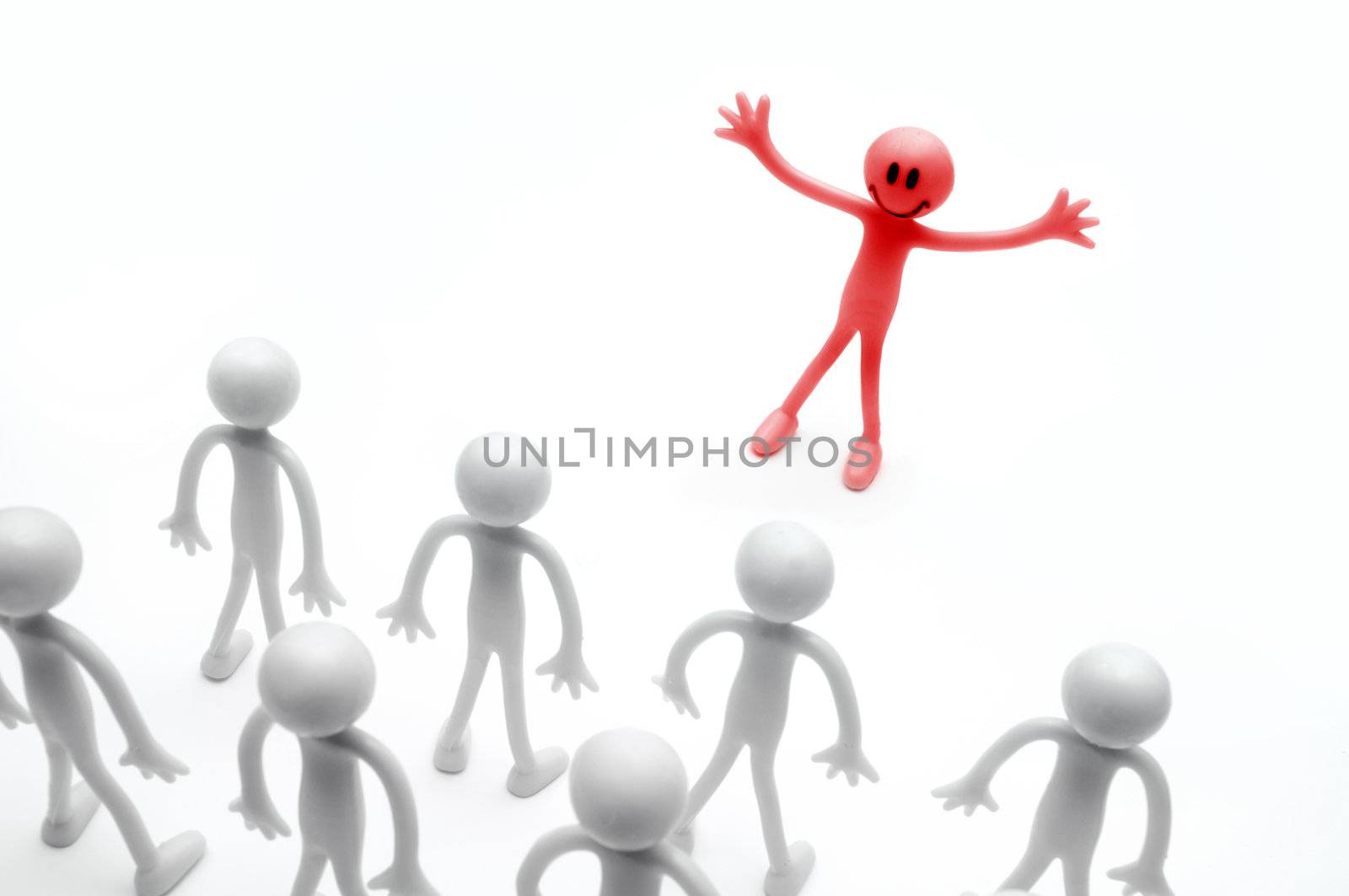Leadership concept. A leader with army of people