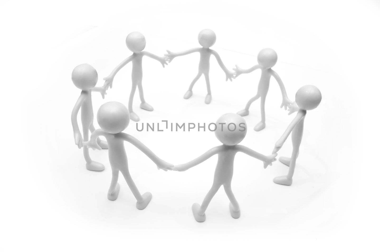 Teamwork concept. Three human figures together
