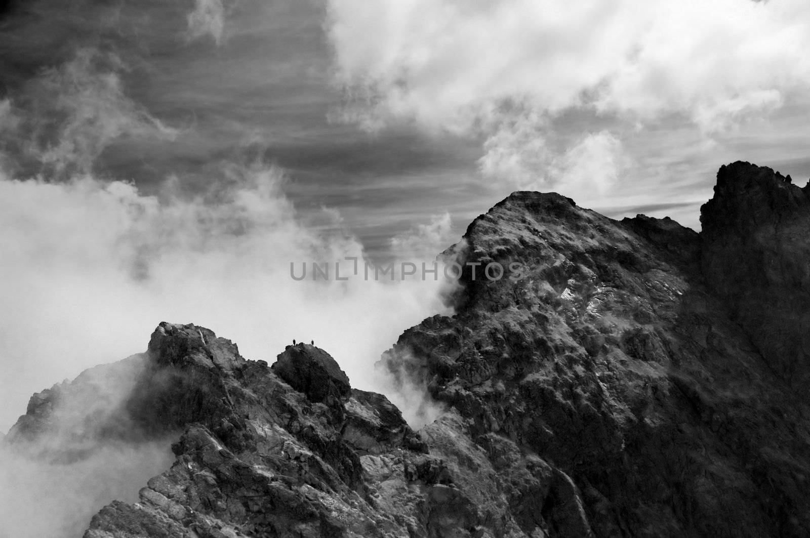 Dark stormy mountains landscape. Tatra mountains