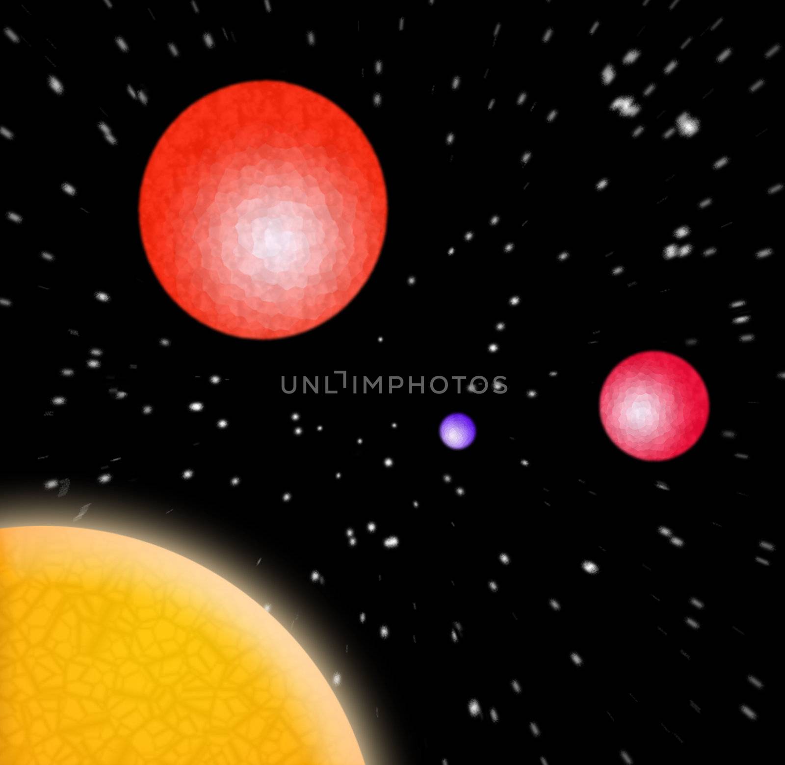 A 3d illustration of some planets in outer space.