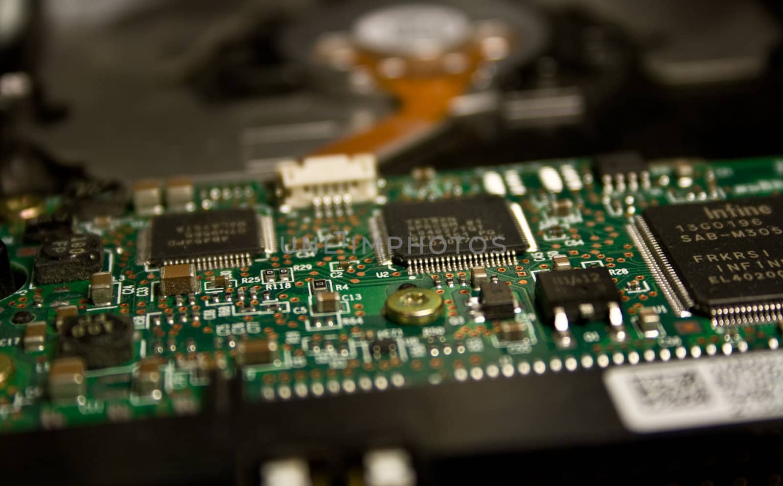 Close Up of Hard Drive Circuit Board by cliff_77