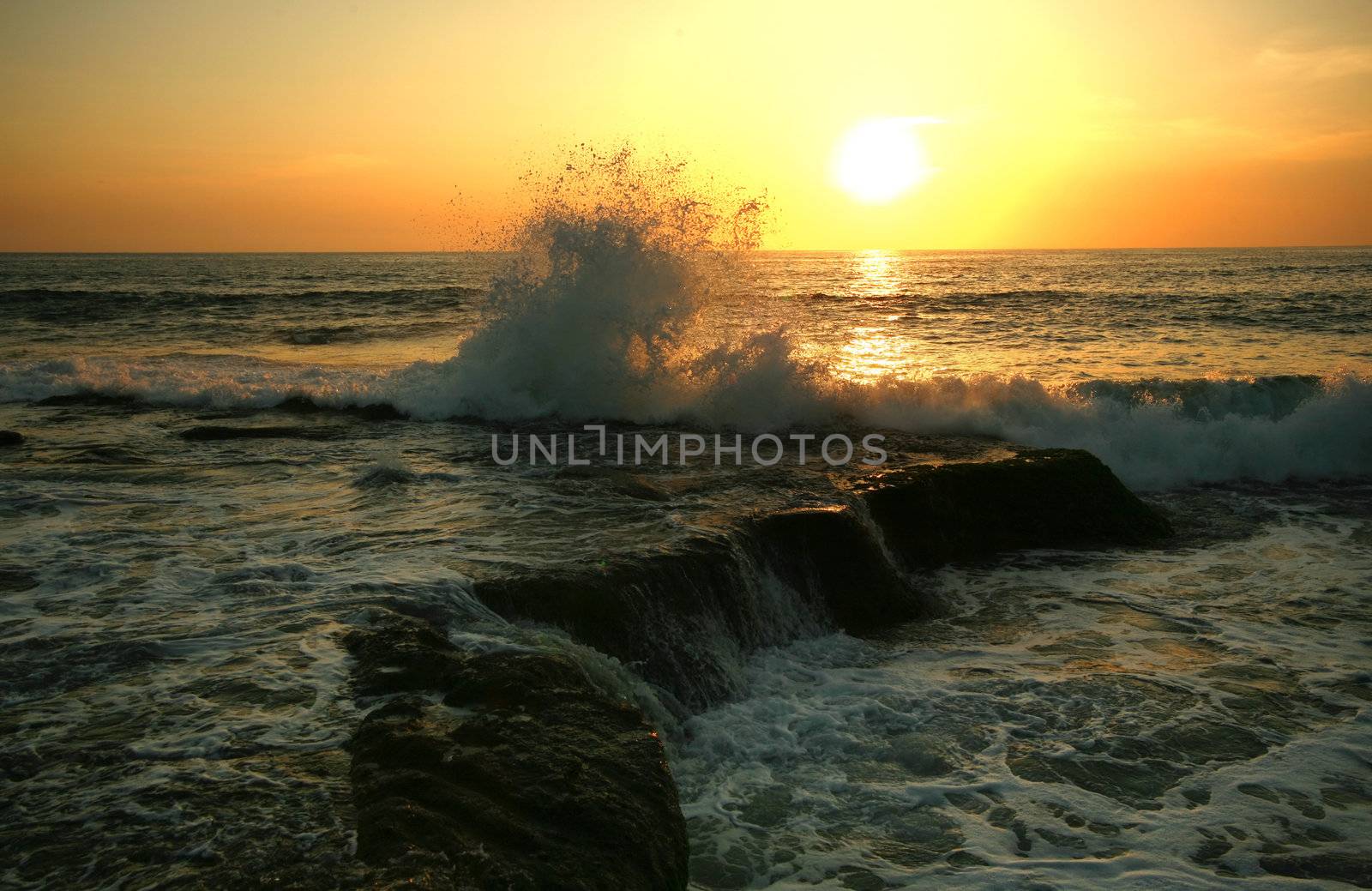 Coastline Indian ocean on sunset