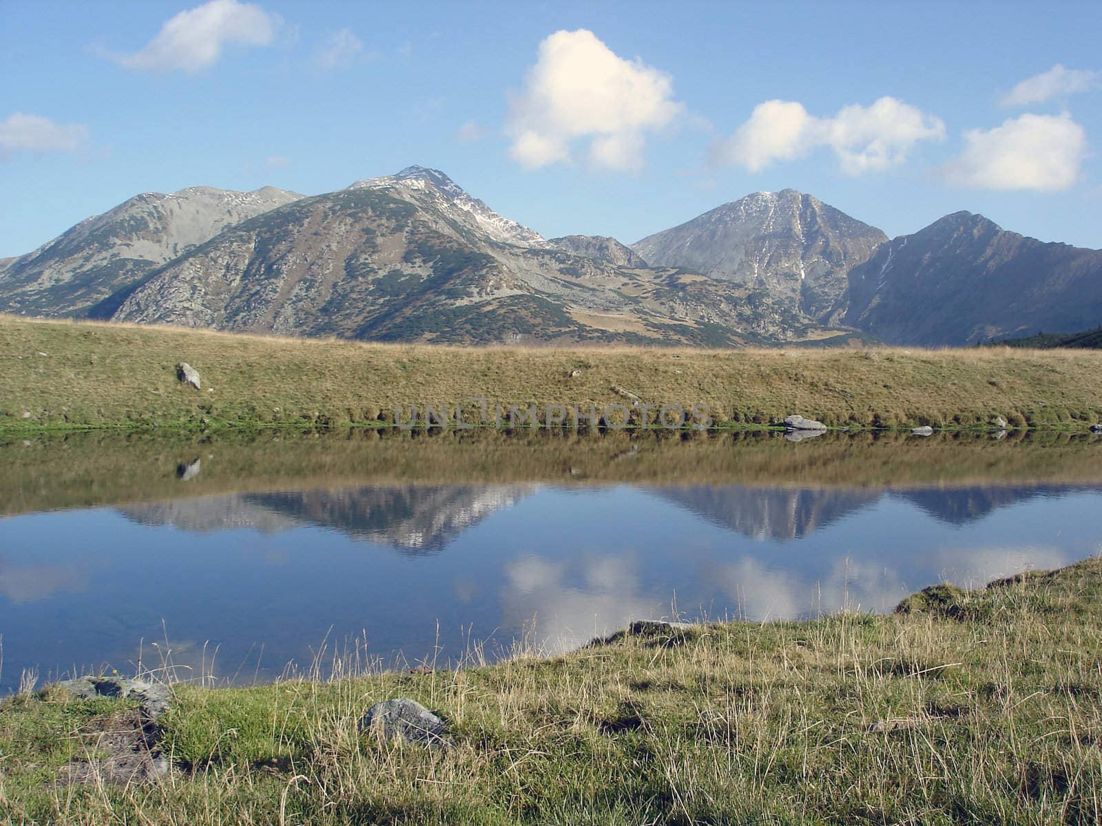 Mountain Range Lake Reflection Retezat National Park.