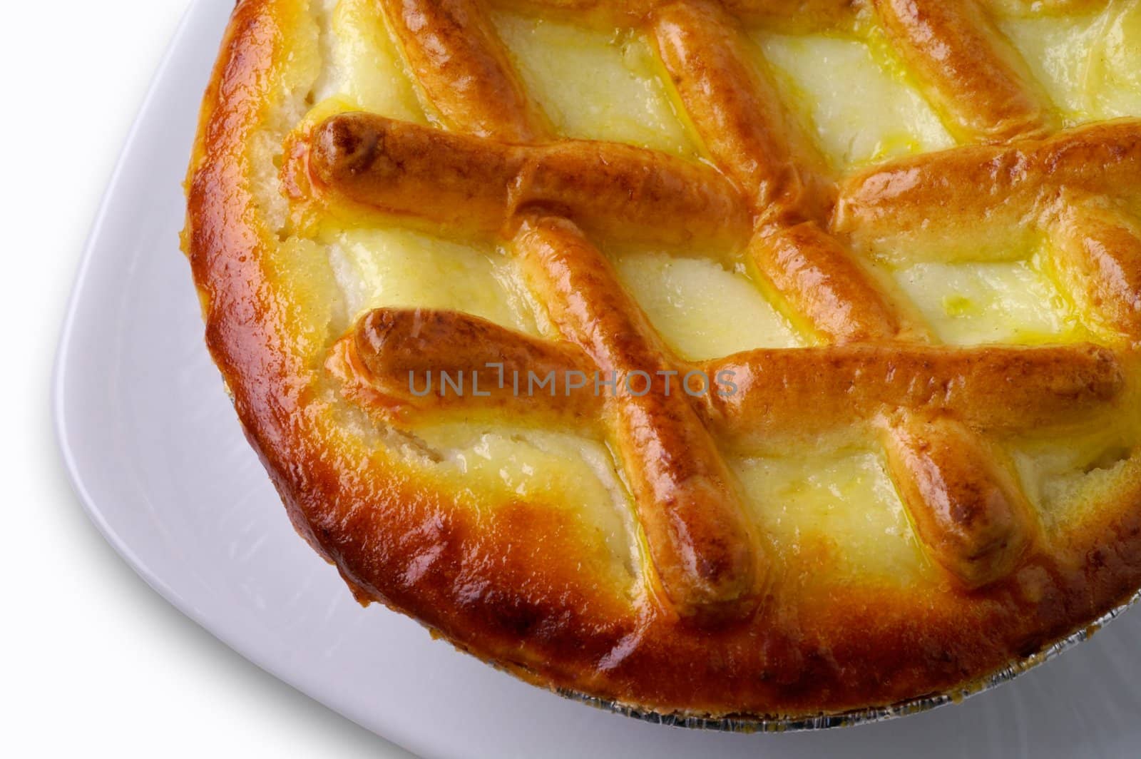 Ricotta tart closeup with clipping path by Laborer