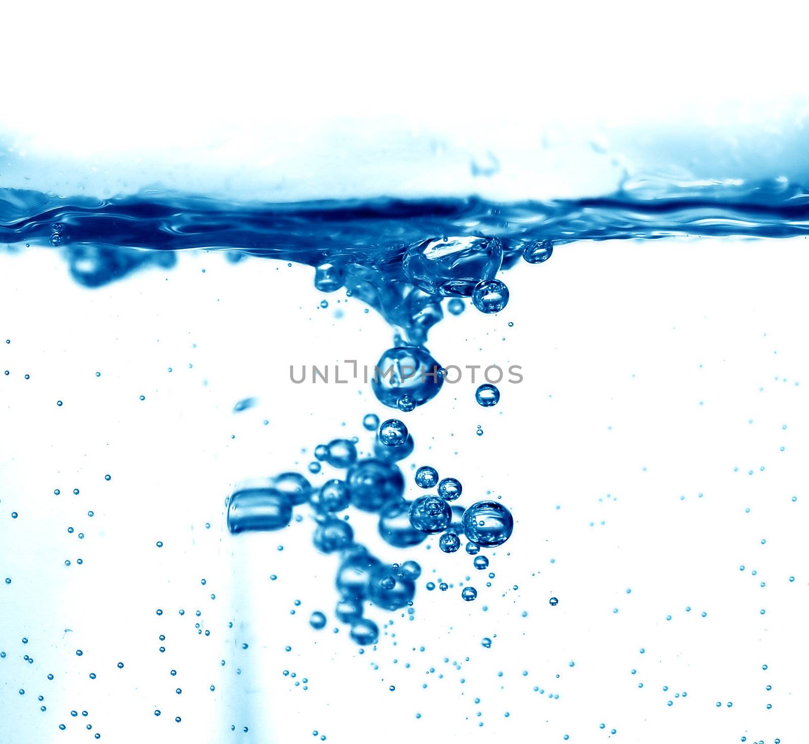 Fresh water splash background with many bubbles