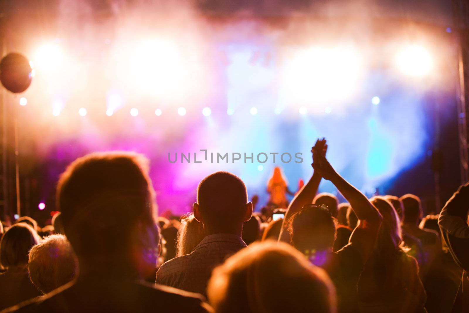 Crowds of people having fun on a music concert