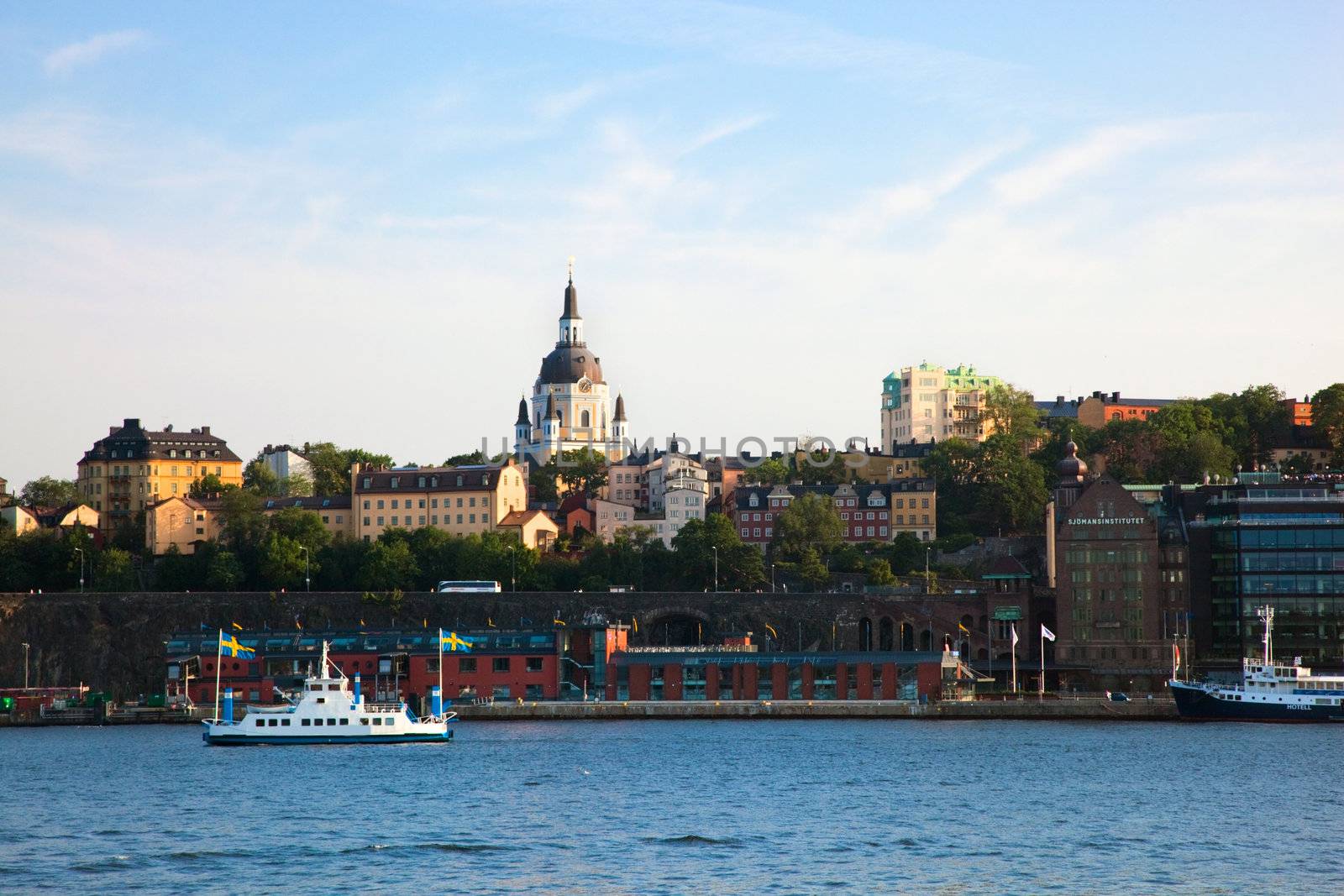 Stockholm, Sweden in Europe. Waterfront view on architecture
