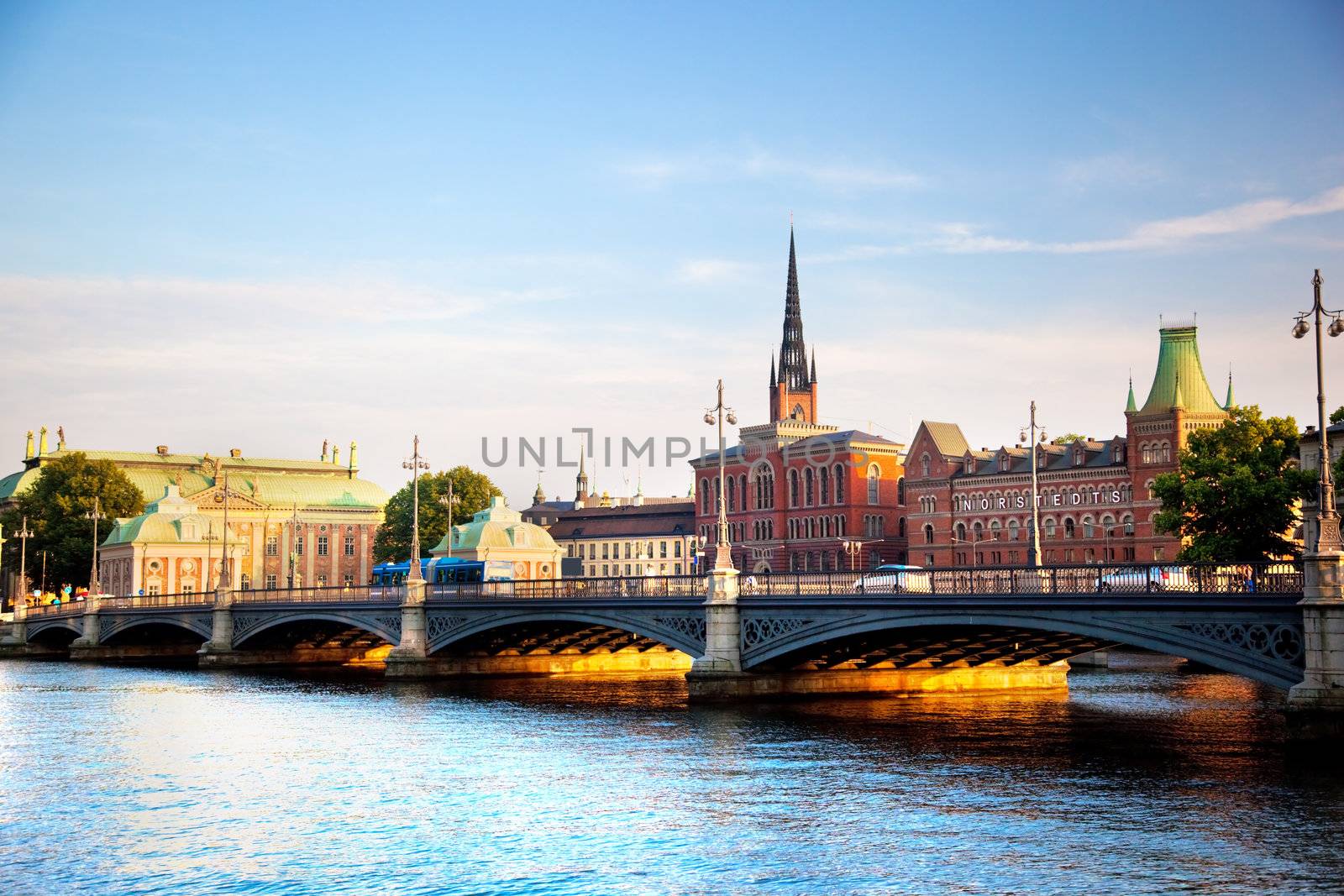 Stockholm, Sweden in Europe. Waterfront view on architecture