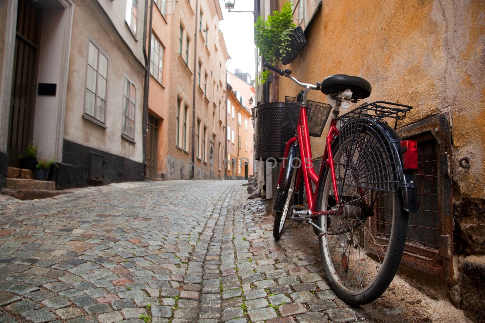A bike in the old town of Stockholm, Sweden