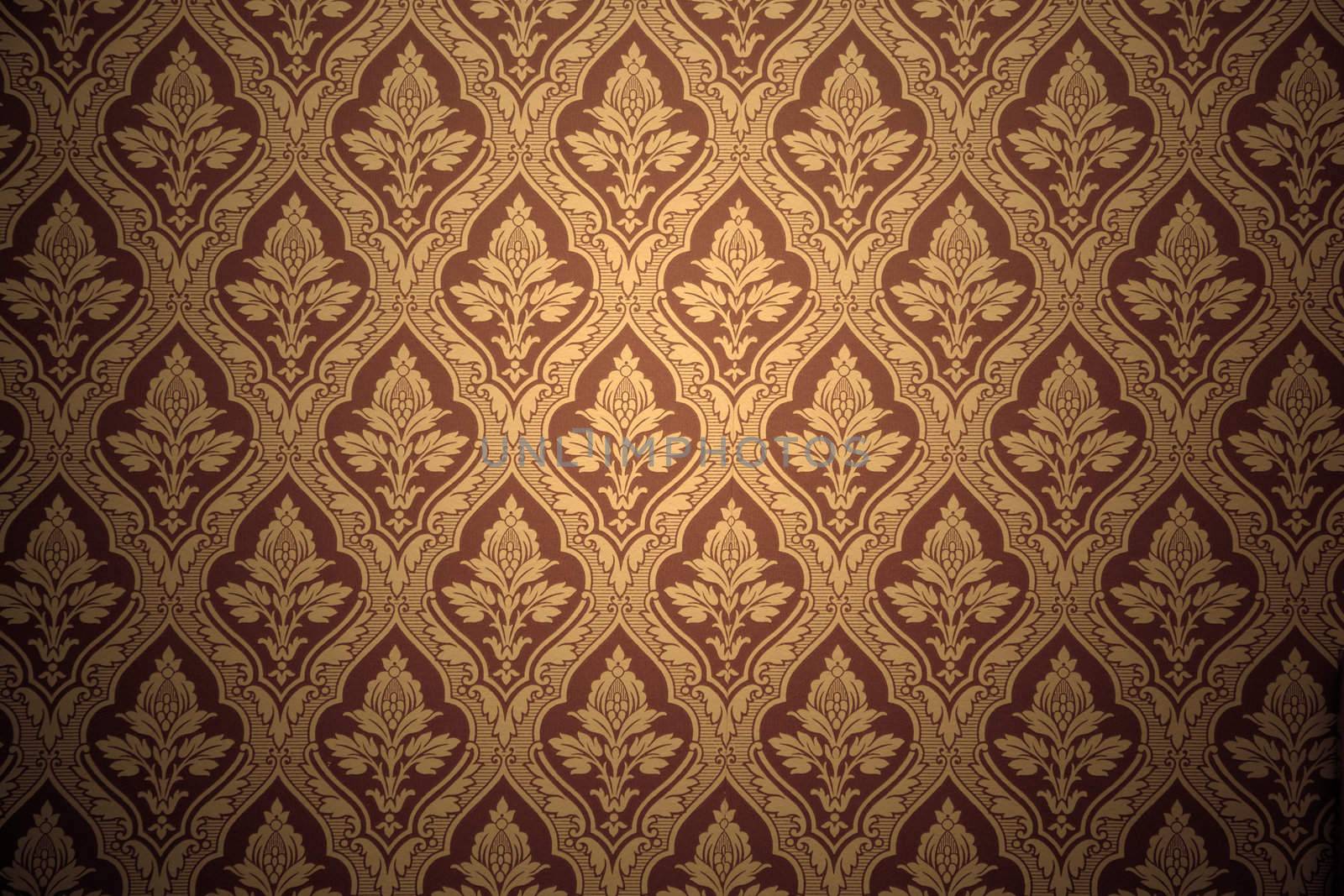 Old retro wallpaper in sepia. Grunge background